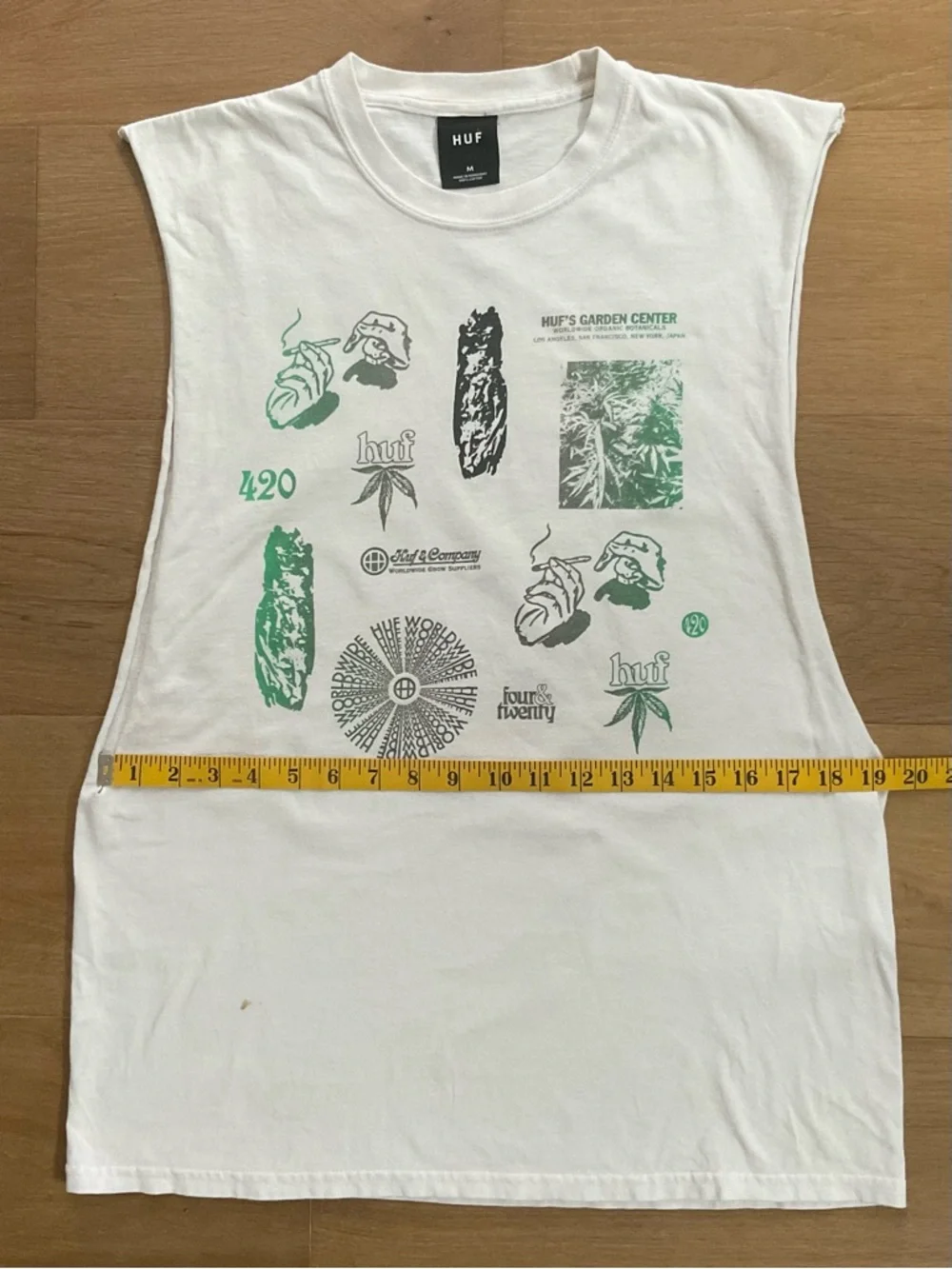 HUF THC: The HUF Company Garden Center 420 Muscle Tank White/Green Print Medium - Picture 6 of 8